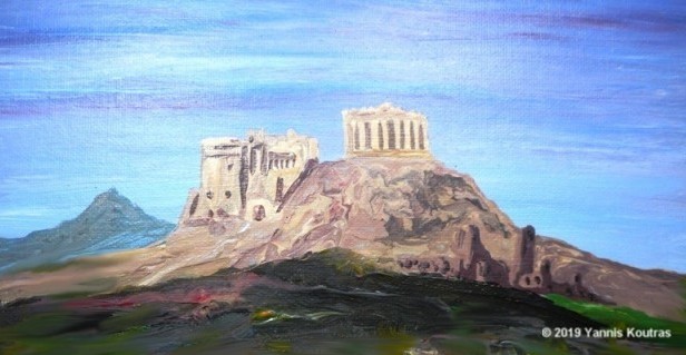 parhenon acropolis athens acrylic painting on canvas by yannis koutras