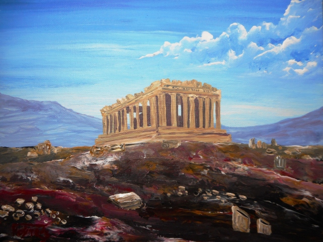 parhenon acropolis athens acrylic painting on canvas by Yannis Koutras