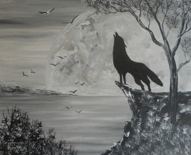 Wolf acrylic on canvas by yannis koutras koutrasart